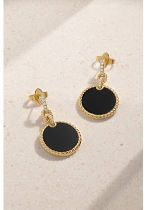 David Yurman - Elements Convertible 18-karat Gold, Onyx And Diamond Earrings - One size