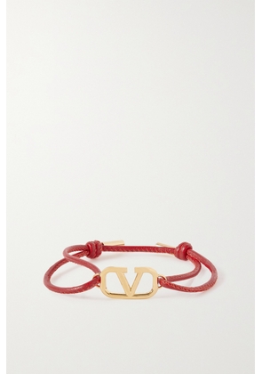 Valentino Garavani - Vlogo Gold-tone And Leather Bracelet - Red - One size