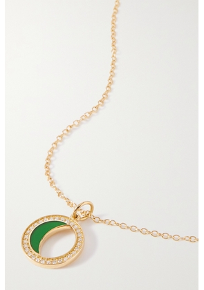 Andrea Fohrman - Gibbous Moon 18-karat Gold, Enamel And Diamond Necklace - Green - One size