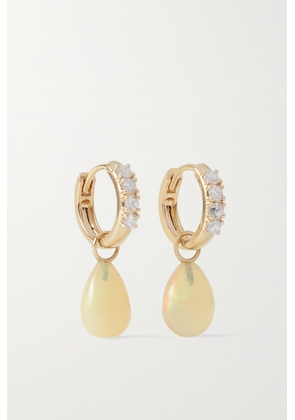 Andrea Fohrman - 14-karat Gold, Opal And Diamond Hoop Earrings - One size