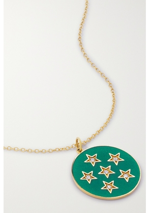 Andrea Fohrman - Full Moon 18-karat Gold, Enamel And Diamond Necklace - Green - One size