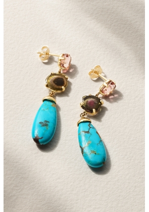 Jacquie Aiche - 14-karat Gold, Turquoise And Tourmaline Earrings - Blue - One size