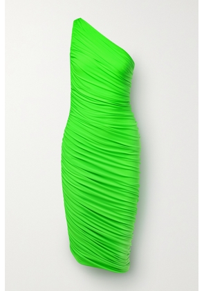 Norma Kamali - Diana One-shoulder Ruched Stretch-jersey Dress - Green - xx small,x small,small,medium,large,x large