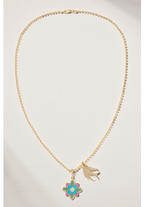 Storrow - 14-karat Gold And Enamel Multi-stone Necklace - One size