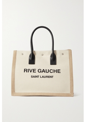SAINT LAURENT - Rive Gauche Small Leather-trimmed Printed Canvas Tote - Gray - One size