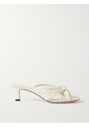 Jimmy Choo - Avenue 50 Knotted Leather Mules - Off-white - IT34,IT34.5,IT35,IT35.5,IT36,IT36.5,IT37,IT37.5,IT38,IT38.5,IT39,IT39.5,IT40,IT40.5,IT41,IT41.5,IT42,IT43