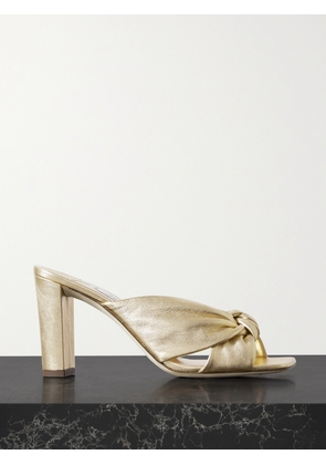 Jimmy Choo - Avenue 85 Knotted Metallic Leather Mules - Gold - IT34,IT35,IT36,IT36.5,IT37,IT37.5,IT38,IT38.5,IT39,IT39.5,IT40,IT40.5,IT41,IT41.5,IT42