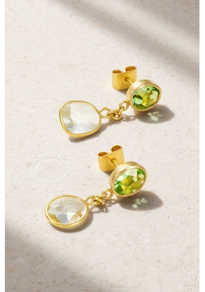 Pippa Small - 18-karat Gold, Aquamarine And Peridot Earrings - One size