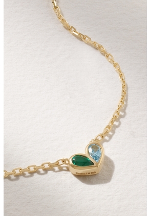 Gemella - Sweetheart 18-karat Gold, Emerald And Topaz Necklace - One size
