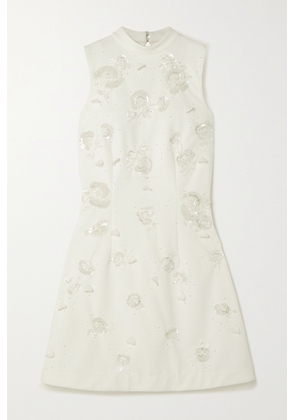 Clio Peppiatt - Embellished Stretch-crepe Mini Dress - Ivory - xx small,x small,small,medium,large,x large