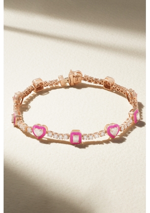 Kamyen - 18-karat Rose Gold, Enamel And Diamond Bracelet - One size