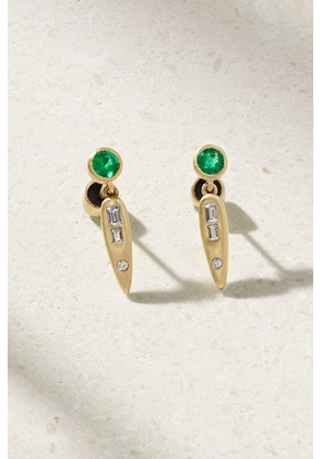 Ileana Makri - Grass Beam 18-karat Gold, Diamond And Emerald Earrings - One size