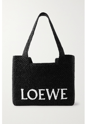 Loewe - + Paula's Ibiza Medium Embroidered Two-tone Raffia Tote - Black - One size