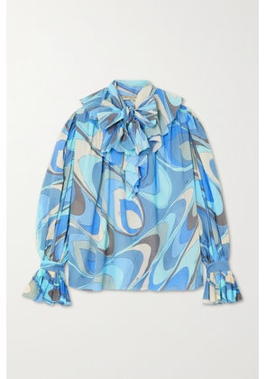 PUCCI - Onde Ruffled Printed Cotton-voile Blouse - Blue - IT38,IT40,IT42,IT44,IT46,IT48