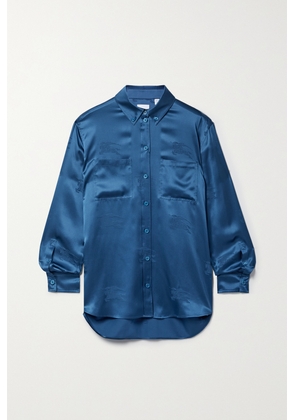 Burberry - Silk-satin Jacquard Shirt - Blue - UK 4,UK 6,UK 8,UK 10,UK 12,UK 14,UK 16,UK 18