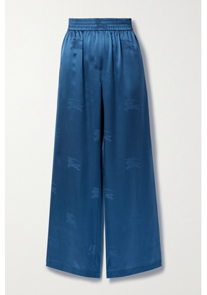 Burberry - Silk-satin Jacquard Wide-leg Pants - Blue - UK 4,UK 6,UK 8,UK 10,UK 12,UK 14,UK 16