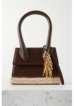 Jacquemus - Le Chiquito Moyen Cordao Embellished Raffia-trimmed Leather Tote - Brown - One size