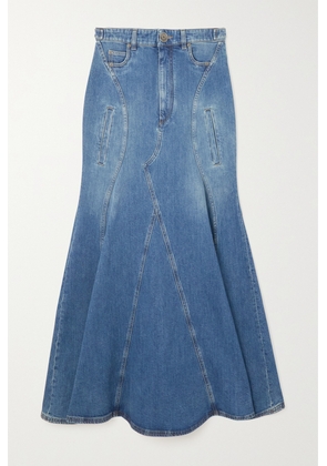 Burberry - Pleated Paneled Denim Maxi Skirt - Blue - XS,S,M,L