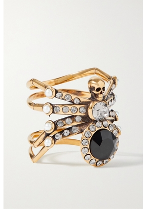 Alexander McQueen - Spider Gold-tone, Crystal And Faux Pearl Ring - Black - 11,13,15