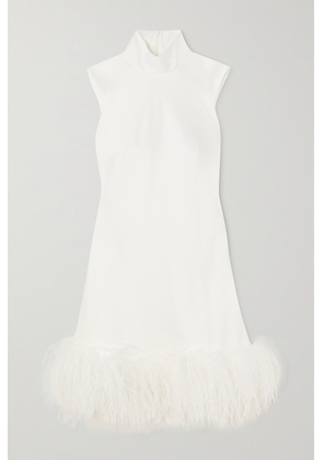 16ARLINGTON - Umiko Feather-trimmed Satin Mini Dress - White - UK 4,UK 6,UK 8,UK 10,UK 12,UK 14,UK 16