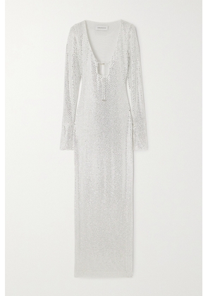 16ARLINGTON - Solaria Crystal-embellished Mesh Maxi Dress - White - UK 6,UK 8,UK 10,UK 12,UK 14,UK 16