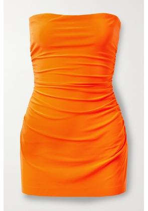 Norma Kamali - Pickleball Strapless Ruched Stretch-jersey Mini Dress - Orange - xx small,x small,small,medium,large,x large