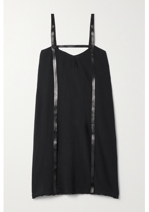 Caravana - + Net Sustain Arami Leather-trimmed Cotton-gauze Mini Dress - Black - One size