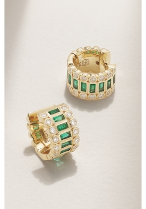 Sydney Evan - 14-karat Gold, Emerald And Diamond Hoop Earrings - Green - One size