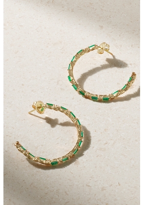 Suzanne Kalan - 18-karat Gold, Emerald And Diamond Hoop Earrings - One size