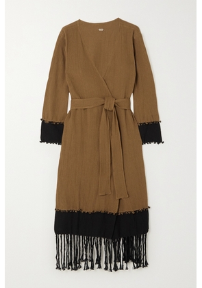Caravana - + Net Sustain Suhay Belted Two-tone Fringed Cotton-gauze Robe - Brown - One size