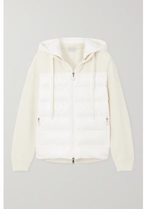 Moncler - Ribbed Wool And Quilted Shell Down Hoodie - White - xx small,x small,small,medium,large,x large,xx large
