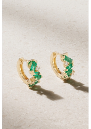 Suzanne Kalan - Frenzy 18-karat Gold, Emerald And Diamond Hoop Earrings - One size