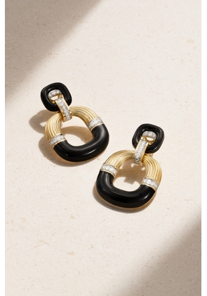 DAVID WEBB - Radiator 18-karat Gold, Platinum, Diamond And Enamel Clip Earrings - One size