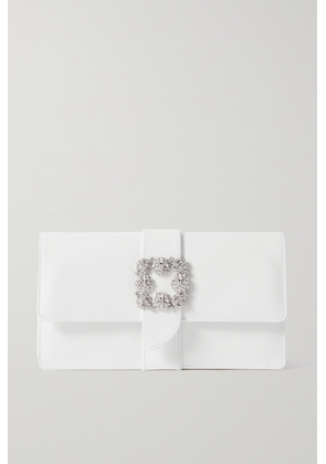Manolo Blahnik - Capri Crystal-embellished Leather Clutch - White - One size