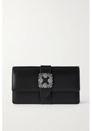 Manolo Blahnik - Capri Crystal-embellished Leather Clutch - Black - One size