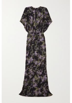 Norma Kamali - Obie Cutout Floral-print Georgette Gown - Purple - xx small,x small,small,medium,large,x large