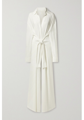 Norma Kamali - Tie-front Stretch-jersey Jumpsuit - White - xx small,x small,small,medium,large,x large