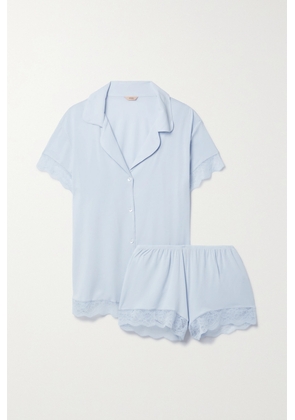 Eberjey - Malou Lace-trimmed Stretch-tencel Modal Jersey Pajama Set - Blue - x small,small,medium,large,x large
