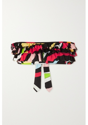 PUCCI - Ruffled Printed Bandeau Bikini Top - Black - x small,small,medium,large