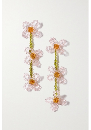 Simone Rocha - Tiered Daisy Gold-tone Crystal Earrings - White - One size