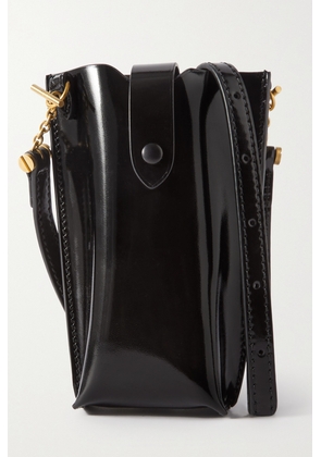 Métier - Minimalist Double Patent-leather Shoulder Bag - Black - One size