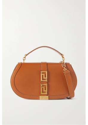 Versace - Greca Goddess Embellished Leather Shoulder Bag - Brown - One size