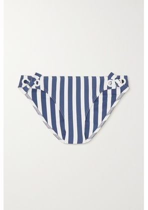 Eres - Samba Vida Eyelet-embellished Striped Bikini Briefs - Blue - FR38,FR40,FR42,FR44