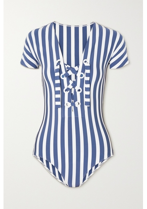 Eres - Samba Chiquito Lace-up Striped Swimsuit - Blue - FR36,FR38,FR40,FR42,FR44