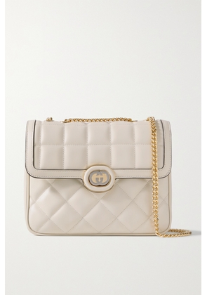 Gucci - Deco Small Embellished Quilted Leather Shoulder Bag - Cream - One size