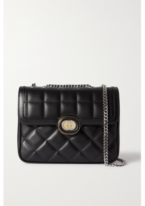 Gucci - Deco Logo-embellished Quilted Leather Shoulder Bag - Black - One size