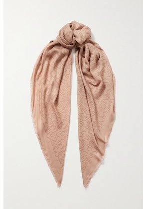 SAINT LAURENT - Printed Modal And Cashmere-blend Twill Scarf - Neutrals - One size