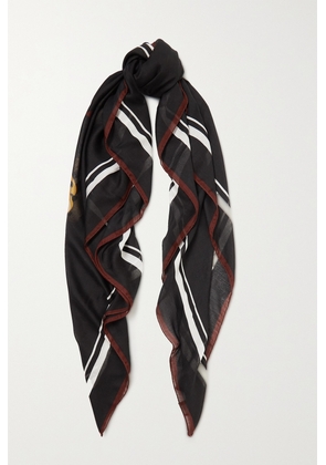 SAINT LAURENT - Printed Modal And Cashmere-blend Scarf - Black - One size
