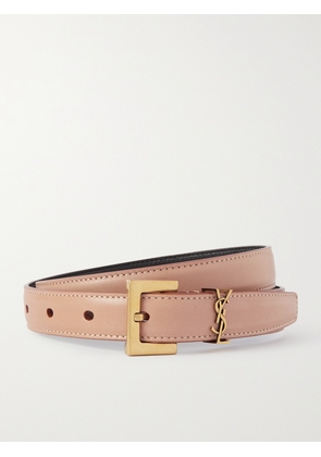 SAINT LAURENT - Cassandre Leather Belt - Brown - 70,75,80,85,90