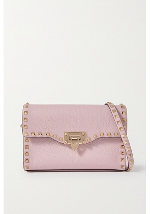 Valentino Garavani - Rockstud Textured-leather Shoulder Bag - Pink - One size
